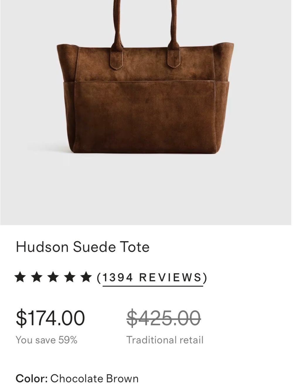 Hudson Suede Tote — Brown